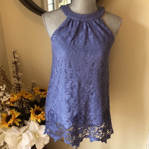 Altar’d State Dark Lilac Lace Sleeveless Tunic. Size Small - Picture 1 of 2